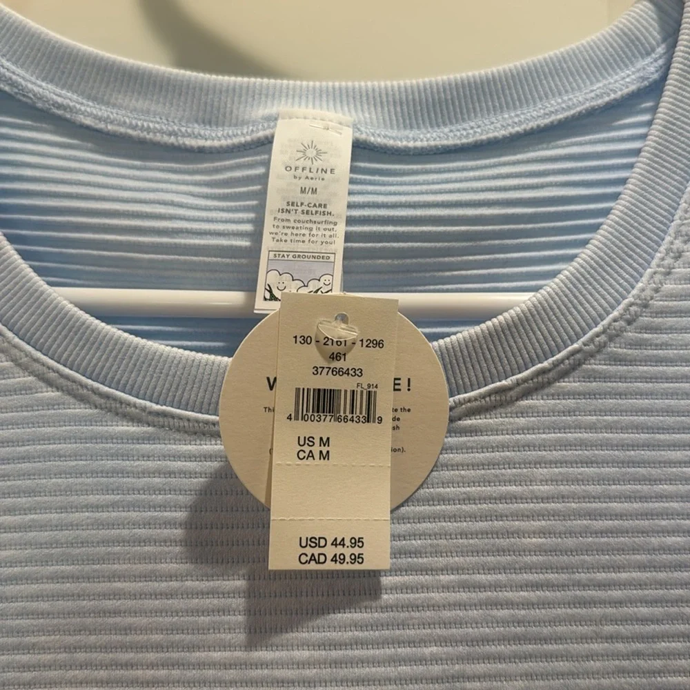 Aerie Light Blue Ribbed Top - Picture 3 of 3